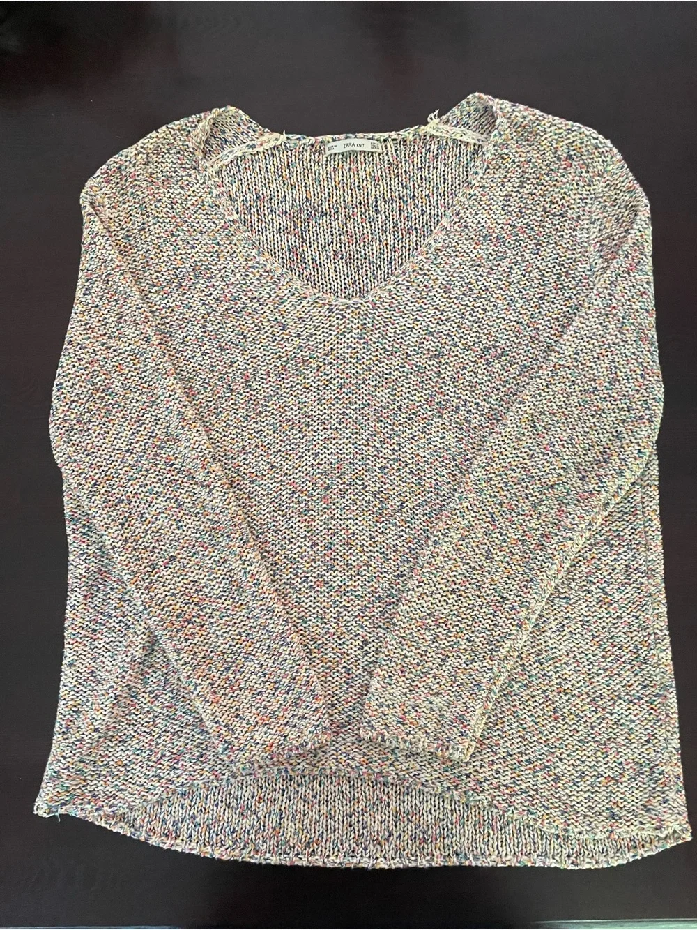 Zara Multicolor Speckled V-Neck Sweater